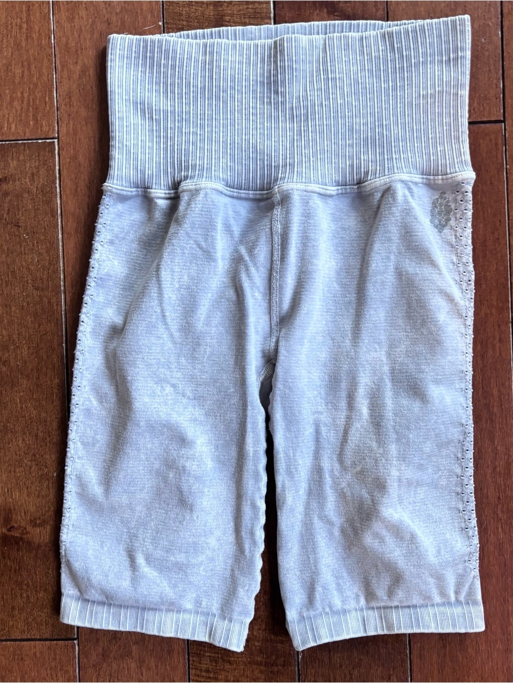 Free People Movement Light Gray Ribbed Lounge Biker Shorts